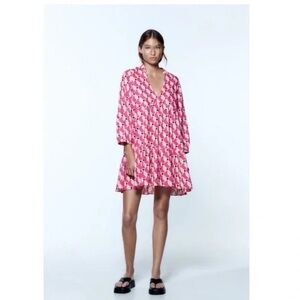 Zara Pink and Black Mini Dress